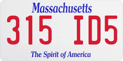 MA license plate 315ID5