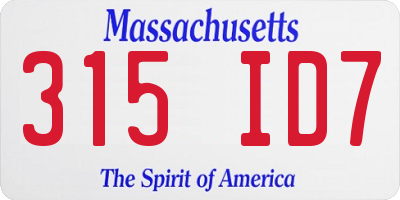 MA license plate 315ID7