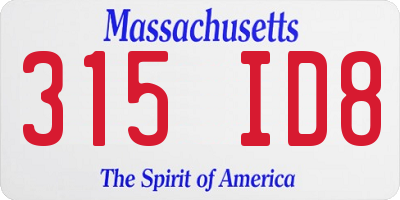 MA license plate 315ID8