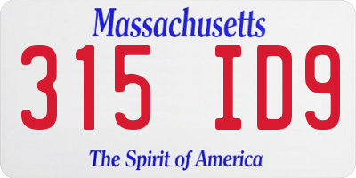 MA license plate 315ID9