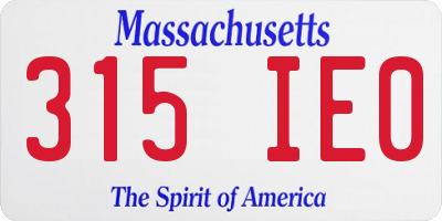 MA license plate 315IE0
