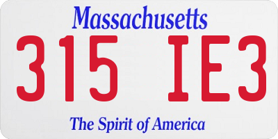 MA license plate 315IE3