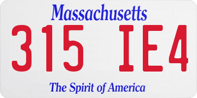 MA license plate 315IE4