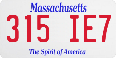 MA license plate 315IE7
