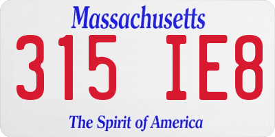 MA license plate 315IE8