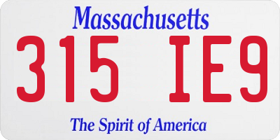 MA license plate 315IE9