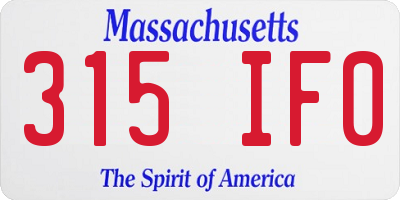 MA license plate 315IF0