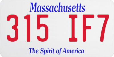 MA license plate 315IF7