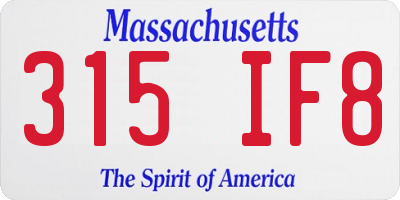 MA license plate 315IF8