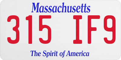 MA license plate 315IF9