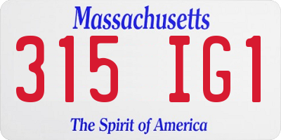 MA license plate 315IG1