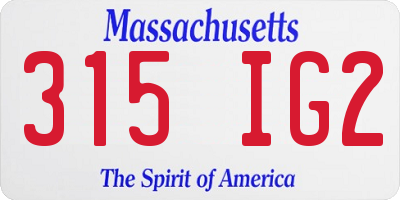 MA license plate 315IG2