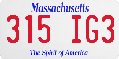 MA license plate 315IG3