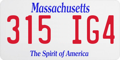 MA license plate 315IG4