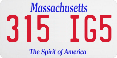 MA license plate 315IG5