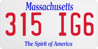 MA license plate 315IG6