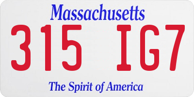 MA license plate 315IG7
