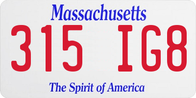 MA license plate 315IG8