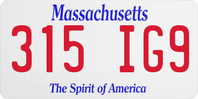 MA license plate 315IG9