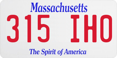 MA license plate 315IH0