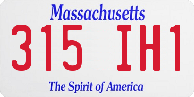 MA license plate 315IH1