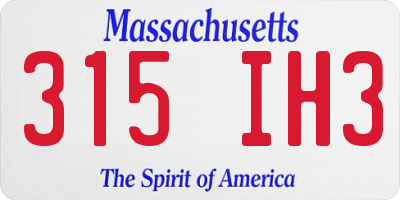 MA license plate 315IH3