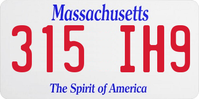 MA license plate 315IH9
