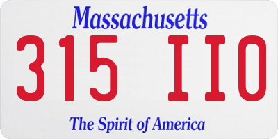 MA license plate 315II0