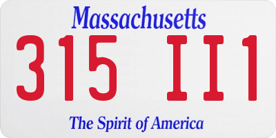 MA license plate 315II1