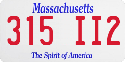 MA license plate 315II2