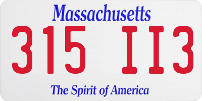 MA license plate 315II3