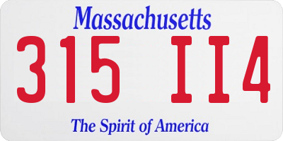 MA license plate 315II4