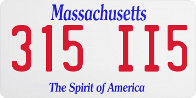 MA license plate 315II5