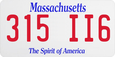 MA license plate 315II6