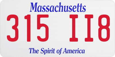 MA license plate 315II8