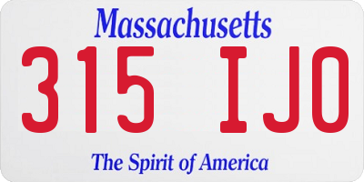 MA license plate 315IJ0