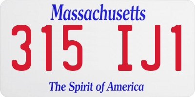 MA license plate 315IJ1
