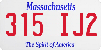 MA license plate 315IJ2