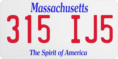 MA license plate 315IJ5
