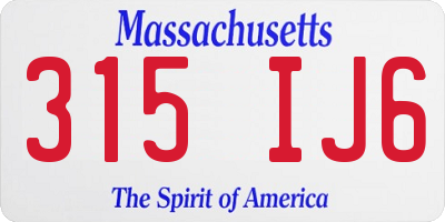 MA license plate 315IJ6