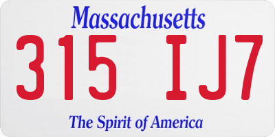 MA license plate 315IJ7