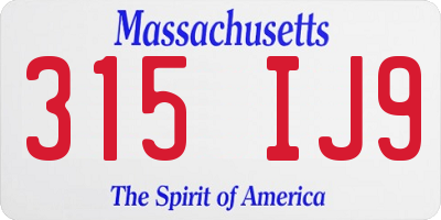 MA license plate 315IJ9
