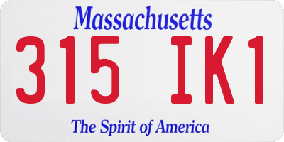 MA license plate 315IK1