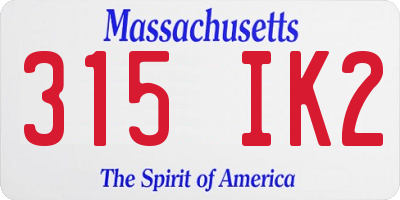 MA license plate 315IK2