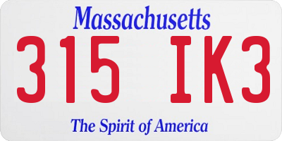 MA license plate 315IK3