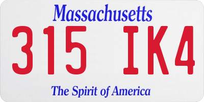 MA license plate 315IK4