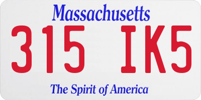 MA license plate 315IK5