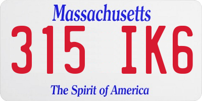 MA license plate 315IK6