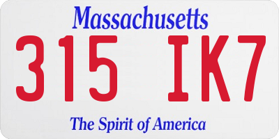 MA license plate 315IK7