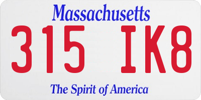 MA license plate 315IK8